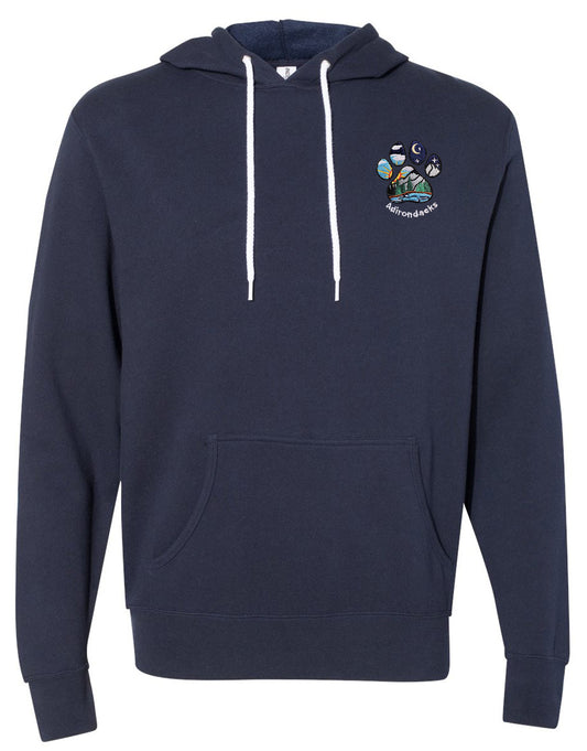 Unisex Lightweight Hoodie -  Embroidered Adirondack Paw
